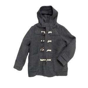 Gap Kids‎ hooded wool-blend duffle coat in heather gray Size Large